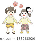 Setsubun Boy and girl holding hands 135288920