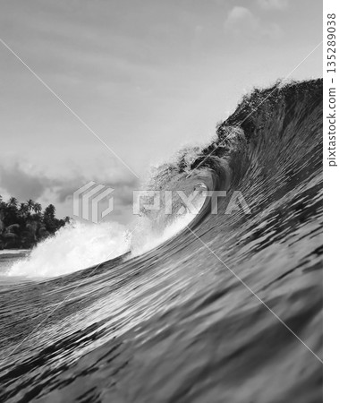 Dynamic Monochrome Depiction, Vivid Black And White Waterscape 135289038