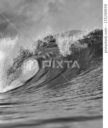 Dynamic Monochrome Depiction, Vivid Black And White Waterscape 135289039