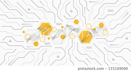Circuit board digital abstract background. Motherboard technology texture design. AI semiconductor and computer processor on tech bg. Vector illustration 135289090