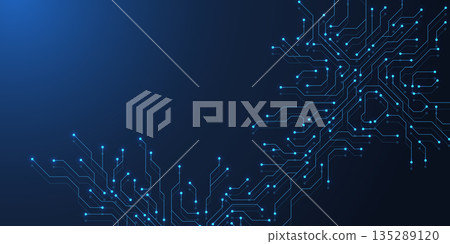 Circuit board digital abstract background. Motherboard technology texture design. AI semiconductor and computer processor on tech bg. Vector illustration Circuit board digital abstract background. Motherboard technology texture design. AI semiconductor and computer processor on tech bg. Vector illustration 135289120