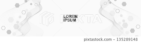 Health care or medical abstract background with hexagons, lines and dots. Scientific innovation banner template concept. Biology and pharmaceutical technology background. Vector illustration. 135289148