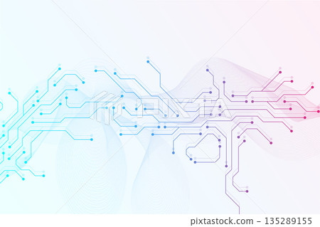 Circuit board digital abstract background. Motherboard technology texture design. AI semiconductor and computer processor on tech bg. Vector illustration 135289155