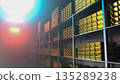 Generic gold reserve vault with stacks of gold bars. Bank vault with gold and cash. 3d rendering 135289238