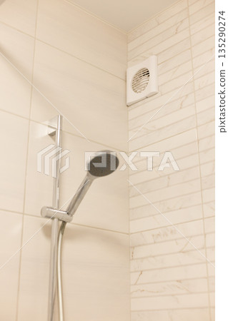 Shower head in a shower. Bathroom ideas. 135290274