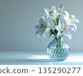 White lilies in a glass vase (AI-generated image) 135290277