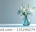 White lilies in a glass vase (AI-generated image) 135290279