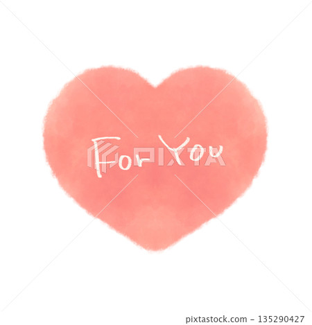 Pink watercolor heart with simple "for you" text Pink watercolor heart with simple "for you" text 135290427