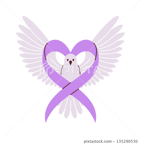 Pigeon bird and cancer ribbon Pigeon bird and cancer ribbon 135290530