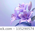 Purple lily flowers that look like glasswork (AI-generated image) 135290574