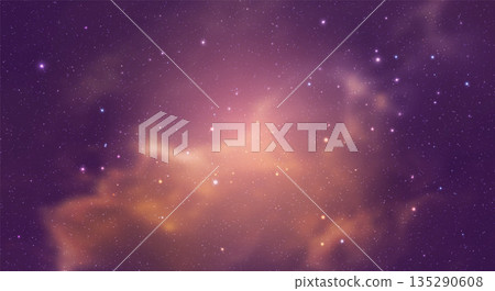 Dreamy Purple Pink Orange Galaxy Space Background with Glowing Stars and Nebula Clouds Dreamy Purple Pink Orange Galaxy Space Background with Glowing Stars and Nebula Clouds 135290608