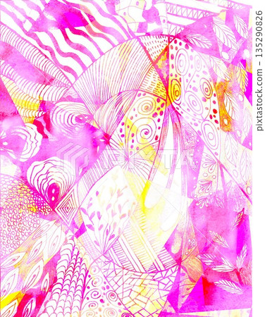 Abstract background with yellow  and pink  squares 135290826