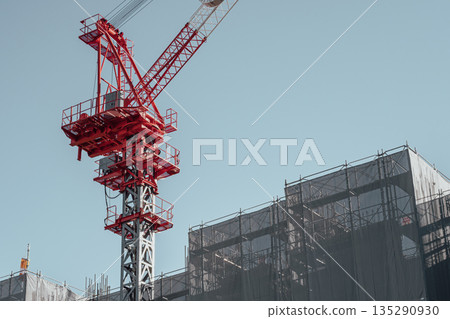 建築工地上的起重機和鋼筋模板施工 建築工地上的起重機和鋼筋模板施工 135290930