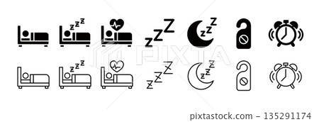 睡眠相關圖示集 135291174
