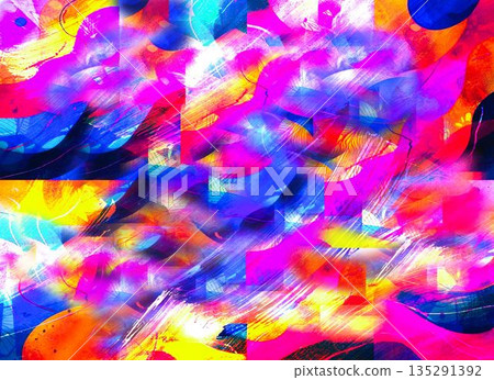 Watercolor hand drawing and geometric digital  135291392