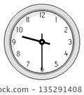 Pixel Art Clock at Half Past Nine - Vector Illustration 135291408