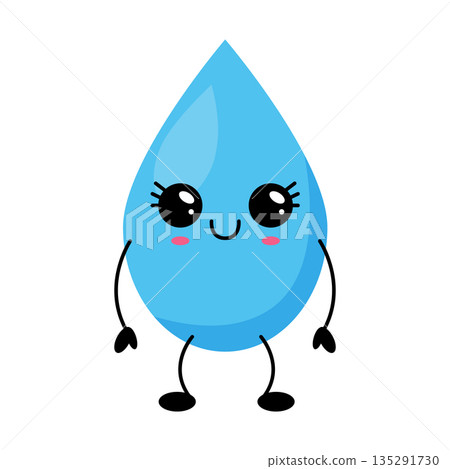 Cute Kawaii Water Drop Character Illustration Cute Kawaii Water Drop Character Illustration 135291730