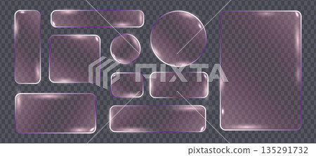 Violet Glassmorphism UI Elements Set Illustration 135291732