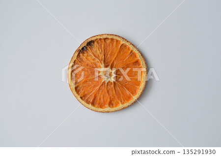 Dehydrated Citrus Slice on White Backdrop, Food Photography Still Life 135291930