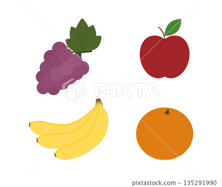 Bananas and Grape Bunch Red apple and Orange Holiday or Seasonal fruits Minimalist Flat design idea. Isolated Vector illustration Sticker Icon Pictogram Print Materials Banner, leaflets, media content Bananas and Grape Bunch Red apple and Orange Holiday or Seasonal fruits Minimalist Flat design idea. Isolated Vector illustration Sticker Icon Pictogram Print Materials Banner, leaflets, media content 135291990