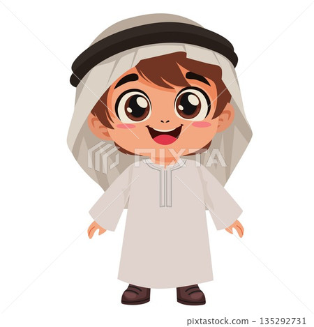 arabian boy smiling wearing thobe 135292731