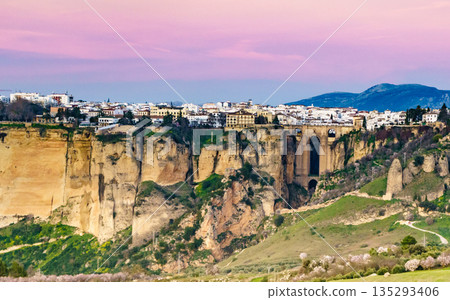 Ronda town and valley, Andalusia, Spain. Ronda town and valley, Andalusia, Spain. 135293406