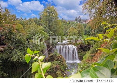 Waterfall panorama in Rastoke Croatia 135293550