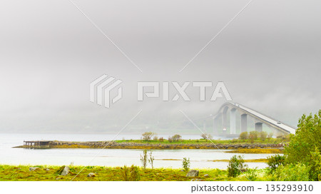 Bridge over fjord, Lofoten islands Norway 135293910