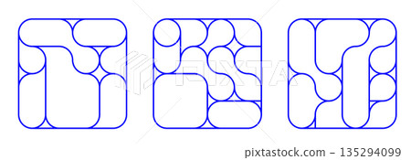 set of black liquid connected circle dots.metaballs pattern on white. abstarct geometric shapes collection Point movement flat icon	 135294099
