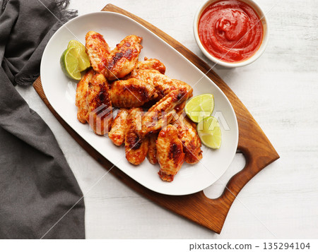 Hot Meat Dishes , Fried Chicken Wings with Curry Sauce Hot Meat Dishes , Fried Chicken Wings with Curry Sauce 135294104