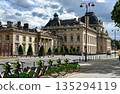 A scenic view of the majestic Ecole Militaire building featuring classical French architecture 135294119