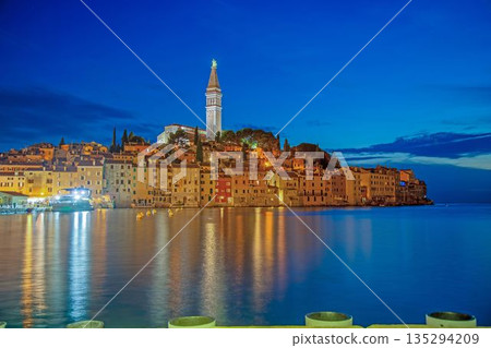 Rovinj blue hour waterfront Croatia Rovinj blue hour waterfront Croatia 135294209