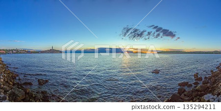 Rovinj coastline sunset panorama Croatia Rovinj coastline sunset panorama Croatia 135294211