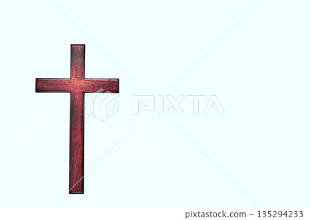 Wooden Brown Cross White Copy Space 135294233