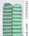 Green striped knitted socks 135294342