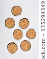 Coconut macaroons with chocolate on white background 135294349