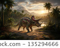 三角龍漫步於白堊紀荒野 135294666