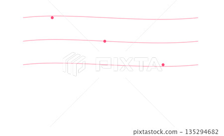 Three curved horizontal pink lines with pink dots evenly placed on a white background, forming a clean and minimal data or connection-themed visual. Three curved horizontal pink lines with pink dots evenly placed on a white background, forming a clean and minimal data or connection-themed visual. 135294682