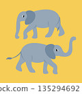 Vector illustrations of two young funny elephants 135294692
