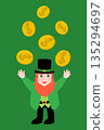 Vector illustration for St. Patricks Day with an elf pumping gold coins 135294697