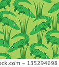 Vector seamless pattern with funny crocodiles on the river 135294698