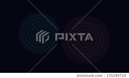 Two dark concentric circle patterns in subtle blue and maroon tones on a deep background, forming a balanced, minimal, and hypnotic abstract design. Two dark concentric circle patterns in subtle blue and maroon tones on a deep background, forming a balanced, minimal, and hypnotic abstract design. 135294728