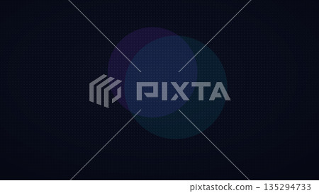 Three overlapping translucent ellipses in dark purple, blue, and green tones on a dotted black background, forming a moody and modern abstract look. 135294733