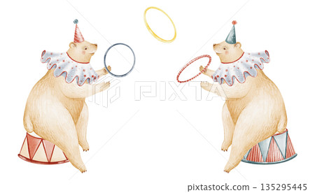 Circus Bears Juggling Rings Illustration Circus Bears Juggling Rings Illustration 135295445