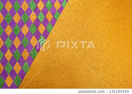 Mardi gras glitter background with harlequin diamond pattern 135295450