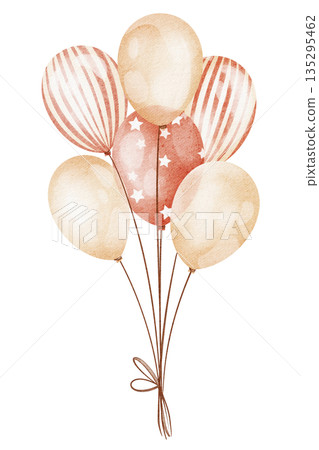 Hand Drawn Balloons Watercolor Illustration Hand Drawn Balloons Watercolor Illustration 135295462