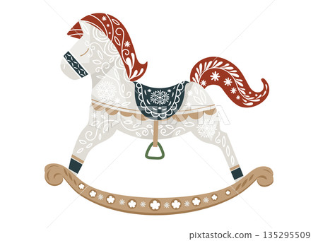 搖搖馬插畫:北歐風格裝飾和溫暖的米白色調 / 可愛 搖搖馬插畫:北歐風格裝飾和溫暖的米白色調 / 可愛 135295509