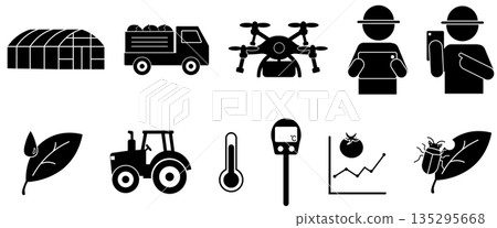 Pictogram set related to smart agriculture 135295668