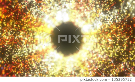 Bright circular void surrounded by sparkling particles 135295732