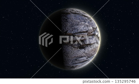 Abstract looped spinning planet stone round sphere in space against the background 135295746